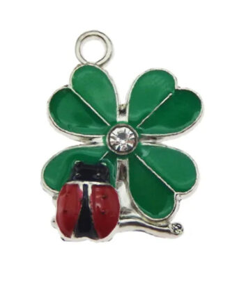 4 Leaf Clover w Ladybug Necklace
