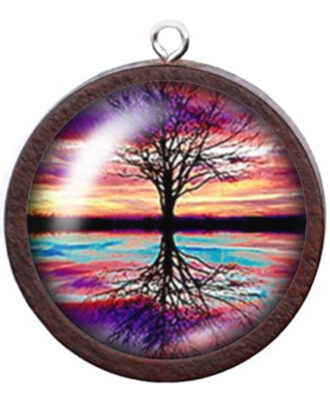 Celtic Tree of Life Wood Cabochon Necklace