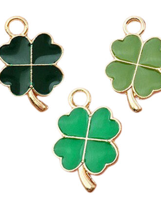 4 Leaf Clover Gold Enamel Necklace - Random Green