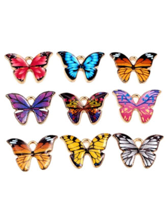 Gold Enamel Butterfly Necklace - Random