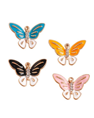 Gold Enamel Butterfly Large Necklace - Random