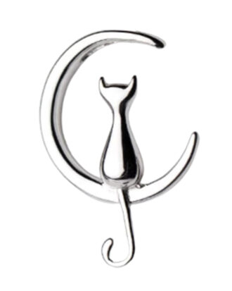 Cat on Crescent Moon Necklace