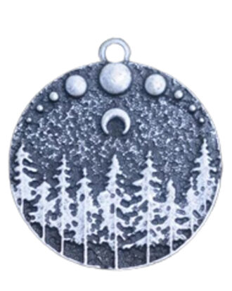 Antiqued Moon over Forest Necklace