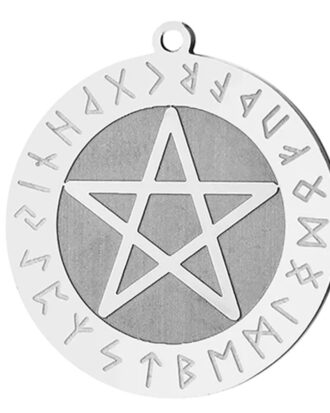 Pentacle Disk w Runes Necklace