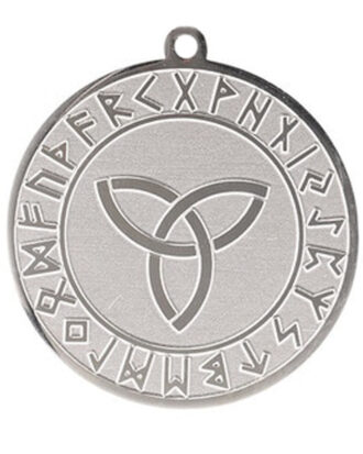 Triquetra w Runes Solid Disk Necklace