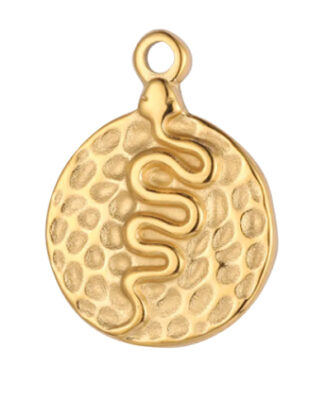 Snake 3D Disc Necklace - Gold
