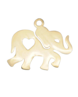 Elephant w Heart Necklace - Gold