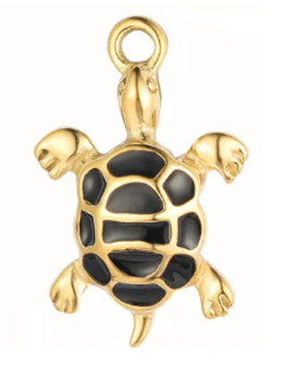 3D Turtle SS Gold Necklace - Gold