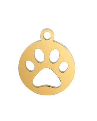 Cat Paw Cutout on Disc Necklace - Gold