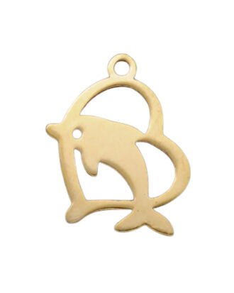 Dolpin in Heart Necklace - Gold