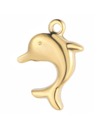 Dolphin 2 3d Necklace - gold