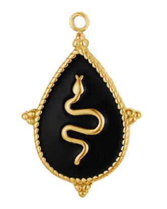 Snake Teardrop SS & Enamel Necklace - Gold