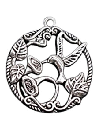 Hummingbird Sipping Flower Necklace