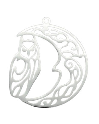 Owl on Crescent Moon Necklace